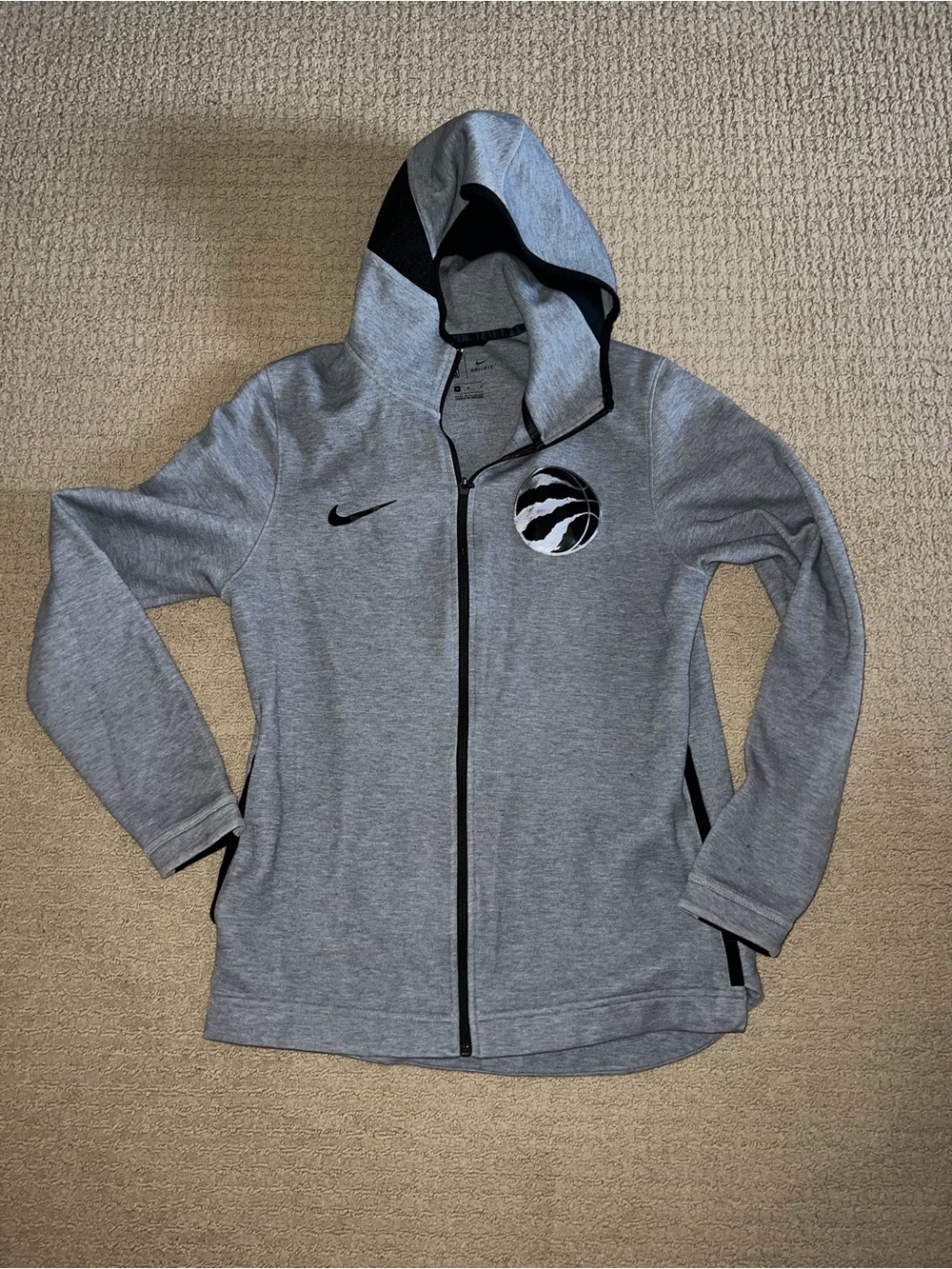 Nike Women’s Grey Hooded Full-Zip Jacket with Black Accents